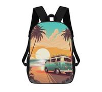 sinyumoney 3D Printed Seaside Camping Children Backpacks Kids Cute School Backpack Outdoor Casual Daypack for Boys Middle School Students 17inch