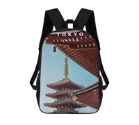 sinyumoney 3D Printed SensoJi Pagoda School Backpack With Big Pockets for Kids Children's Backpacks Boy Girl Book Bags Kids School Bag 17inch