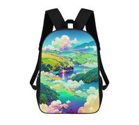 sinyumoney 3D Printed Serene Lake Landscape School Backpack With Big Pockets for Kids Children's Backpacks Boy Girl Book Bags Kids School Bag 17inch