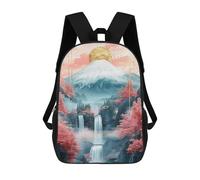 sinyumoney 3D Printed Serene Mountain Waterfall Scene Children School Backpack Fashion Rucksack Casual Travel 17inch Backpacks Large Capacity Daypack for Boys Girls