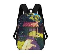 sinyumoney 3D Printed Shaded Wooden Pathway School Backpack With Big Pockets for Kids Children's Backpacks Boy Girl Book Bags Kids School Bag 17inch