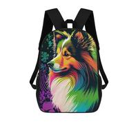 sinyumoney 3D Printed Shetland Sheepdog Color Children's 17inch School Backpack for Kids High Capacity Travel Rucksacks Fashion Book Bags Kids School Bag