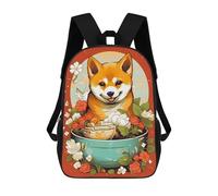 sinyumoney 3D Printed Shiba Ramen Ruby Children Backpacks Kids Cute School Backpack Outdoor Casual Daypack for Boys Middle School Students 17inch