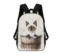 sinyumoney 3D Printed Siamese Kitten Bubble Bath Children School Bookbags Fashion Rucksack Casual Travel Children's Backpacks Large Capacity Daypack for Boys Girls 17inch