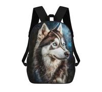sinyumoney 3D Printed Siberian Husky with Blue Eyes School Bag Boys Girls Children's School Backpack Casual Fashion Backpack for in School Or Travel 17inch
