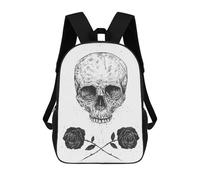 sinyumoney 3D Printed Skull N Roses School Book Bags Fashion Kids Large Capacity Backpack Children School Bag Travel Rucksacks 17inch
