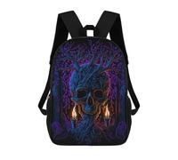 sinyumoney 3D Printed Skull Tree with Candles Children's School Backpack for Kids High Capacity Travel Rucksacks Fashion Book Bags Kids School Bag Back Pack 17inch
