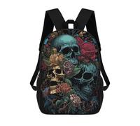 sinyumoney 3D Printed Skulls And Roses Artwork Children Backpacks Kids Cute School Backpack Outdoor Casual Daypack for Boys Middle School Students 17inch