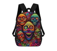 sinyumoney 3D Printed Skulls School Backpack With Big Pockets for Kids Children's Backpacks Boy Girl Book Bags Kids School Bag 17inch