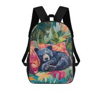sinyumoney 3D Printed Sleeping Bear in Tropical Paradise School Backpack for Kids Children's 17inch Backpacks Boy Girl Book Bags Kids School Bag