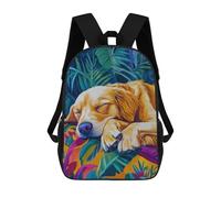 sinyumoney 3D Printed Sleeping Golden Retriever Children's 17inch School Backpack for Kids High Capacity Travel Rucksacks Fashion Book Bags Kids School Bag