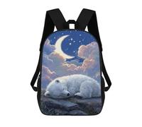 sinyumoney 3D Printed Sleeping Polar Bear Night Sky School Backpack Book 17inch Bags Fashion Backpacks Large Capacity Backpack Children Travel Rucksacks