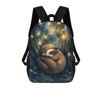 sinyumoney 3D Printed Sleeping Sloth in Forest Children School Backpack Fashion Rucksack Casual Travel 17inch Backpacks Large Capacity Daypack for Boys Girls