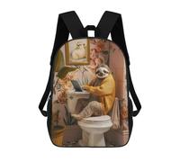 sinyumoney 3D Printed Sloth Funny Toilet Laptop Children's 17inch School Backpack for Kids High Capacity Travel Rucksacks Fashion Book Bags Kids School Bag