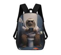 sinyumoney 3D Printed Sloth in Bathroom Children Backpacks Kids Cute School Backpack Outdoor Casual Daypack for Boys Middle School Students 17inch