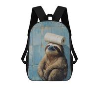 sinyumoney 3D Printed Sloth with Toilet Paper Roll on Head Children School Backpack Fashion Rucksack Casual Travel 17inch Backpacks Large Capacity Daypack for Boys Girls