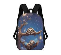 sinyumoney 3D Printed Sloths in Moonlit Tree School Backpack With Big Pockets for Kids Children's Backpacks Boy Girl Book Bags Kids School Bag 17inch