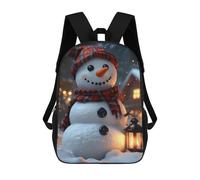 sinyumoney 3D Printed Smiling Snowman in Winter Christmas School Book Bags Fashion Kids Large Capacity Backpack Children School Bag Travel Rucksacks 17inch