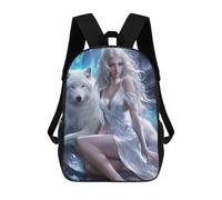 sinyumoney 3D Printed Snow Queen with Wolf Children's 17inch School Backpack for Kids High Capacity Travel Rucksacks Fashion Book Bags Kids School Bag