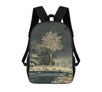 sinyumoney 3D Printed Snowing Landscape Children's School Backpack for Kids High Capacity Travel Rucksacks Fashion Book Bags Kids School Bag Back Pack 17inch