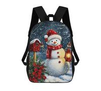 sinyumoney 3D Printed Snowman Lantern Children Backpacks Kids Cute School Backpack Outdoor Casual Daypack for Boys Middle School Students 17inch