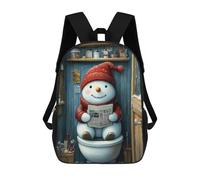 sinyumoney 3D Printed Snowman on The Toilet Children Backpacks Kids Cute School Backpack Outdoor Casual Daypack for Boys Middle School Students 17inch