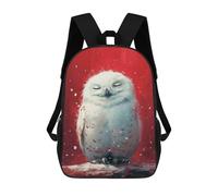 sinyumoney 3D Printed Snowy Owl Winter Art Print Children's 17inch School Backpack for Kids High Capacity Travel Rucksacks Fashion Book Bags Kids School Bag