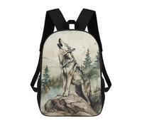 sinyumoney 3D Printed Solitudes Symphony Wolf Children's School Backpack for Kids High Capacity Travel Rucksacks Fashion Book Bags Kids School Bag Back Pack 17inch