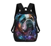 sinyumoney 3D Printed Space Bulldog with Flowers -2 School Backpack for Kids Children's 17inch Backpacks Boy Girl Book Bags Kids School Bag