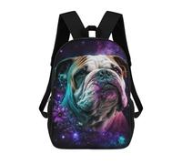 sinyumoney 3D Printed Space Bulldog with Flowers -3 School Bags Kids 17inch Backpacks Casual Fashion School Bag Backpacks Book Bags for Boys Elementary And Middle School Students