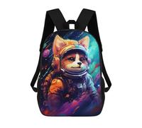 sinyumoney 3D Printed Space Cat Adventure -1 Children School Backpack Fashion Rucksack Casual Travel 17inch Backpacks Large Capacity Daypack for Boys Girls