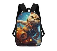 sinyumoney 3D Printed Space Cat Adventure -18 Children's School Backpack for Kids High Capacity Travel Rucksacks Fashion Book Bags Kids School Bag Back Pack 17inch