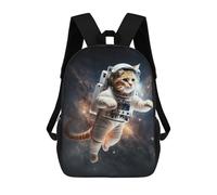 sinyumoney 3D Printed Space Cat Adventure -3 Children Backpacks Kids Cute School Backpack Outdoor Casual Daypack for Boys Middle School Students 17inch