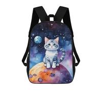 sinyumoney 3D Printed Space Cat Watercolor School Bag Boys Girls Children's School Backpack Casual Fashion Backpack for in School Or Travel 17inch