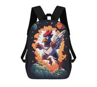 sinyumoney 3D Printed Space Chicken Adventure -1 Children's School Backpack for Kids High Capacity Travel Rucksacks Fashion Book Bags Kids School Bag Back Pack 17inch