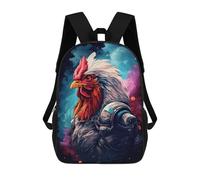 sinyumoney 3D Printed Space Chicken Explorer-3 Children School Backpack Fashion Rucksack Casual Travel 17inch Backpacks Large Capacity Daypack for Boys Girls