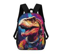 sinyumoney 3D Printed Space Dinosaur Adventure -19 Children School Backpack Fashion Rucksack Casual Travel 17inch Backpacks Large Capacity Daypack for Boys Girls