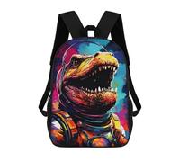 sinyumoney 3D Printed Space Dinosaur Adventure -4 Children's 17inch School Backpack for Kids High Capacity Travel Rucksacks Fashion Book Bags Kids School Bag