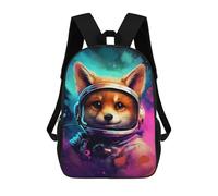sinyumoney 3D Printed Space Fox Adventure School Backpack Book 17inch Bags Fashion Backpacks Large Capacity Backpack Children Travel Rucksacks