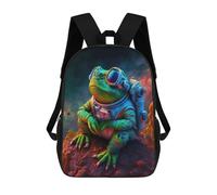 sinyumoney 3D Printed Space Frog Adventurer School Backpack With Big Pockets for Kids, Children's Backpacks Book Bags Kids School Bag 17inch