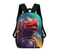 sinyumoney 3D Printed Space Hippo Explorer School Backpack Book 17inch Bags Fashion Backpacks Large Capacity Backpack Children Travel Rucksacks
