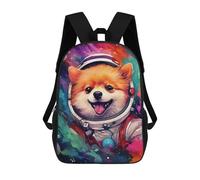 sinyumoney 3D Printed Space Pomeranian Adventure -10 School Bag Boys Girls Children's 17inch Backpack School Backpack Casual Fashion Backpack for in School Or Travel