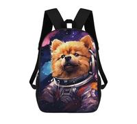 sinyumoney 3D Printed Space Pomeranian Adventure -2 Children's 17inch School Backpack for Kids High Capacity Travel Rucksacks Fashion Book Bags Kids School Bag
