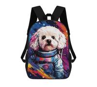 sinyumoney 3D Printed Space Pooch Adventure -6 Children's 17inch School Backpack for Kids High Capacity Travel Rucksacks Fashion Book Bags Kids School Bag