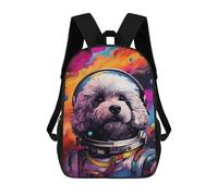 sinyumoney 3D Printed Space Poodle Adventure-10 School Backpack With Big Pockets for Kids Children's Backpacks Boy Girl Book Bags Kids School Bag 17inch