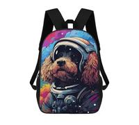 sinyumoney 3D Printed Space Pup Adventure -60 Children's 17inch School Backpack for Kids High Capacity Travel Rucksacks Fashion Book Bags Kids School Bag