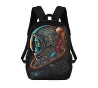 sinyumoney 3D Printed Space Skull Helmet Art School Backpack With Big Pockets for Kids Children's Backpacks Boy Girl Book Bags Kids School Bag 17inch