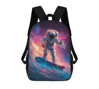 sinyumoney 3D Printed Space Surfing Adventure-13 Children School Backpack Fashion Rucksack Casual Travel 17inch Backpacks Large Capacity Daypack for Boys Girls