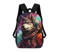 sinyumoney 3D Printed Space Wolf Adventure -1 School Backpack Book 17inch Bags Fashion Backpacks Large Capacity Backpack Children Travel Rucksacks