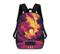 sinyumoney 3D Printed Speeding Through Fiery Landscape Children's 17inch School Backpack for Kids High Capacity Travel Rucksacks Fashion Book Bags Kids School Bag